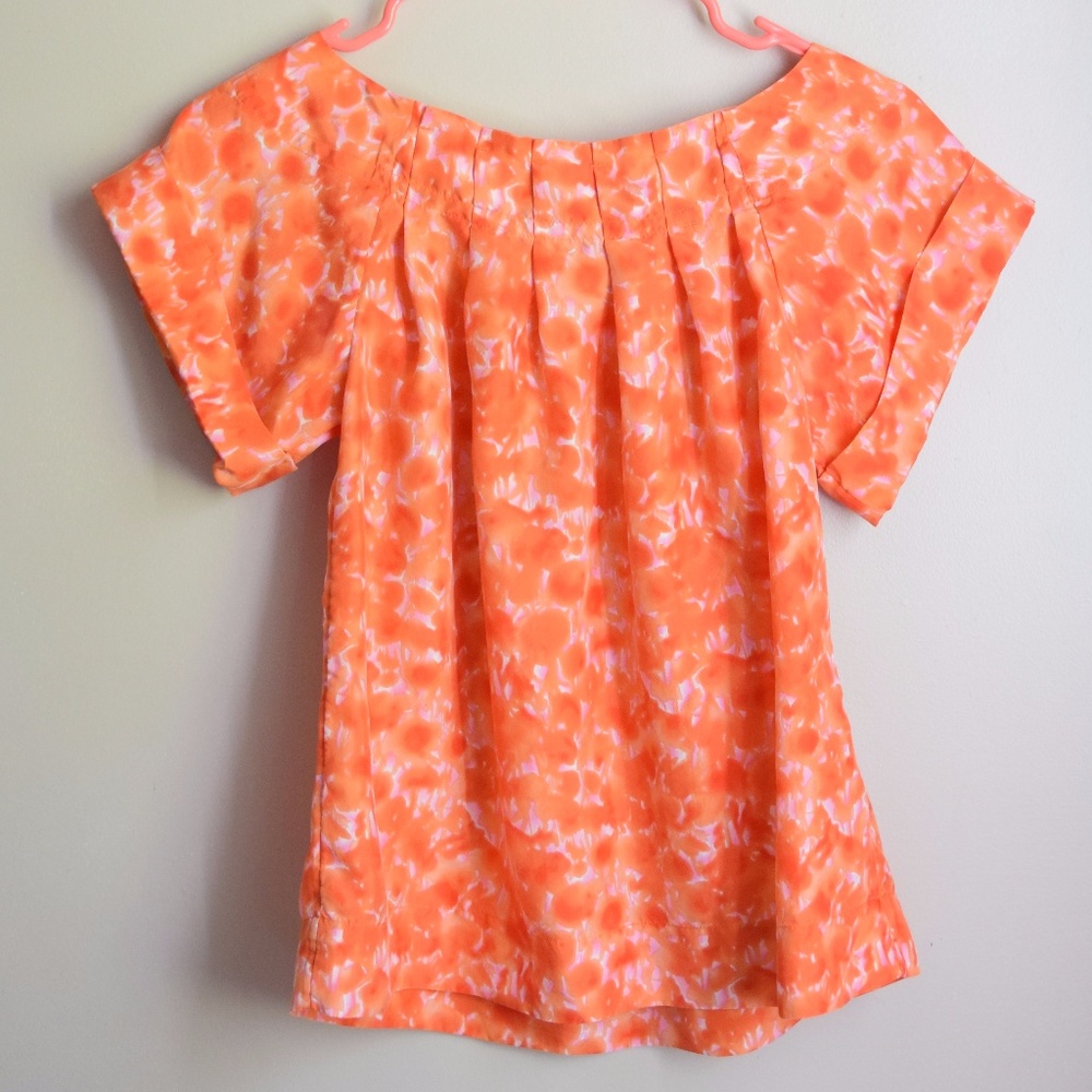 Banana Republic Women's Orange Pleated Neck Blouse