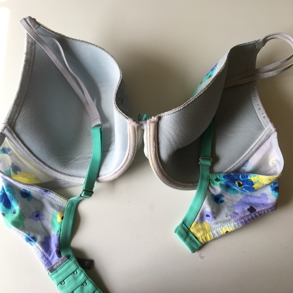 Full coverage blue aerie bra with flower pattern - Picture 3 of 3