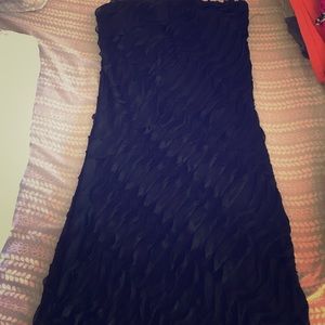 Ruffled black strapless Dress