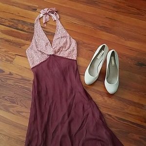 BCBG beaded halter dress