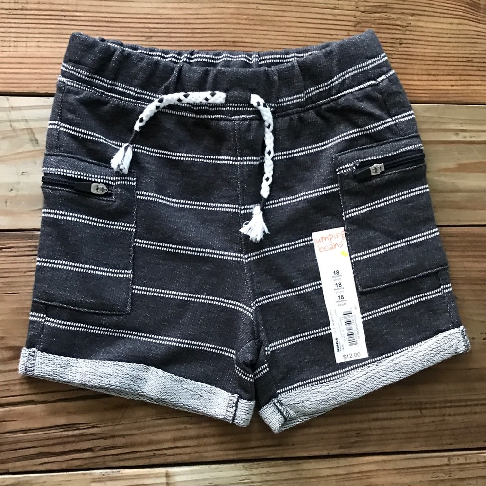 NEW Gray Striped Sweat Shorts