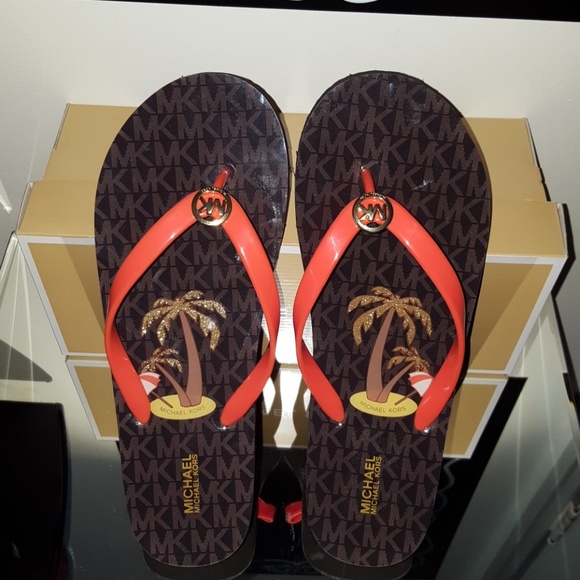 NEW MICHAEL MICHAEL KORS FLIP FLOP SHINY - Picture 2 of 8