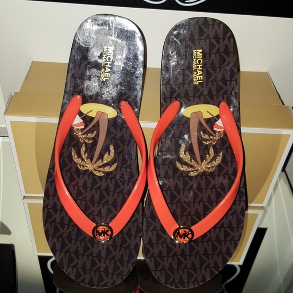 NEW MICHAEL MICHAEL KORS FLIP FLOP SHINY - Picture 3 of 8