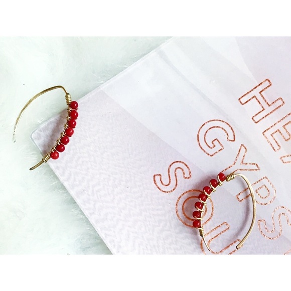 . {GOLD CLIMBERS} Spanish 14K gold + bead earrings - Picture 4 of 8