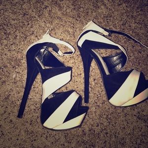 Black and white heels