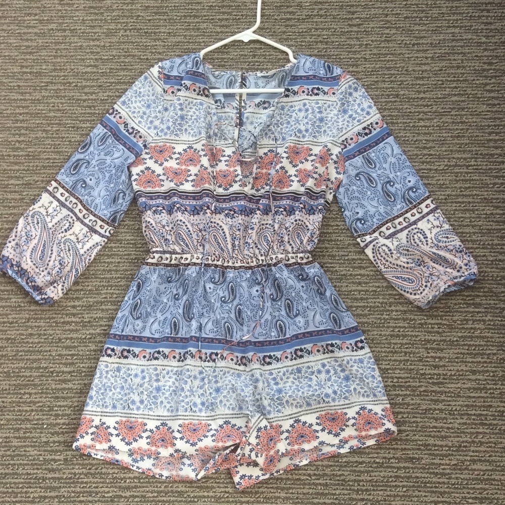 END OF SUMMER SALE! Long sleeve lace up romper