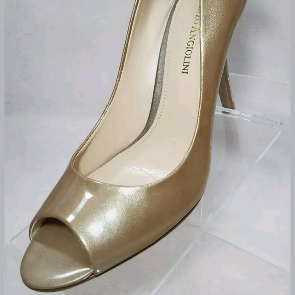 Enzo Angiolini Gold Open toe heels with Bow