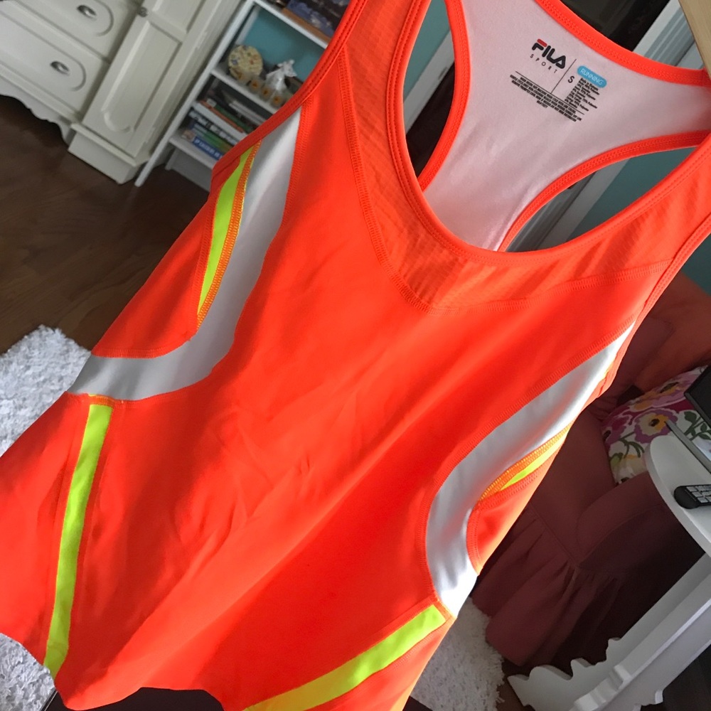 Neon running tank with built in sports bra