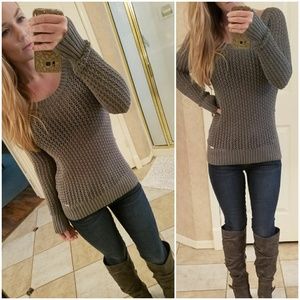 Grey Open Knit Mesh Sweater