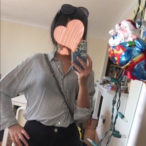 Zara striped high low blouse