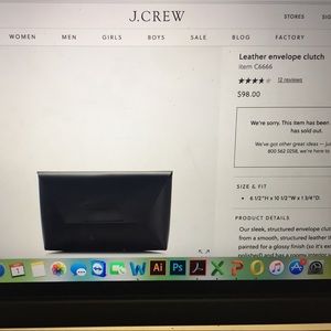 NWT J Crew Leather Envelope Clutch