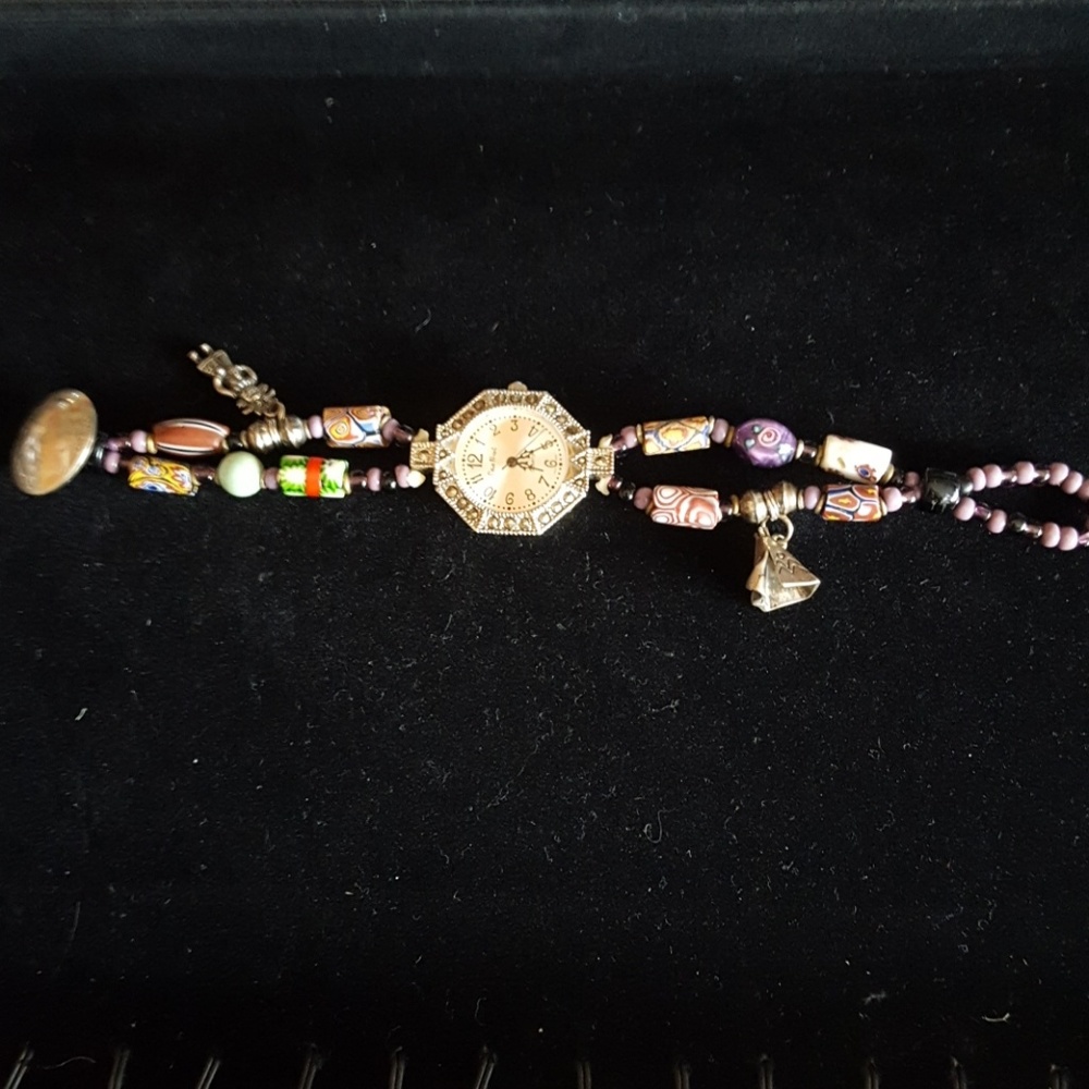 Marcasite and beaded watch