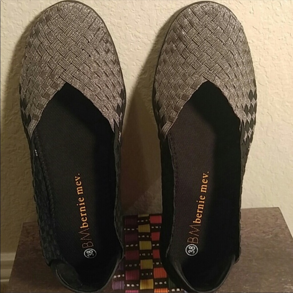Bernie Mev slip on shoes in black/ gunmetal color
