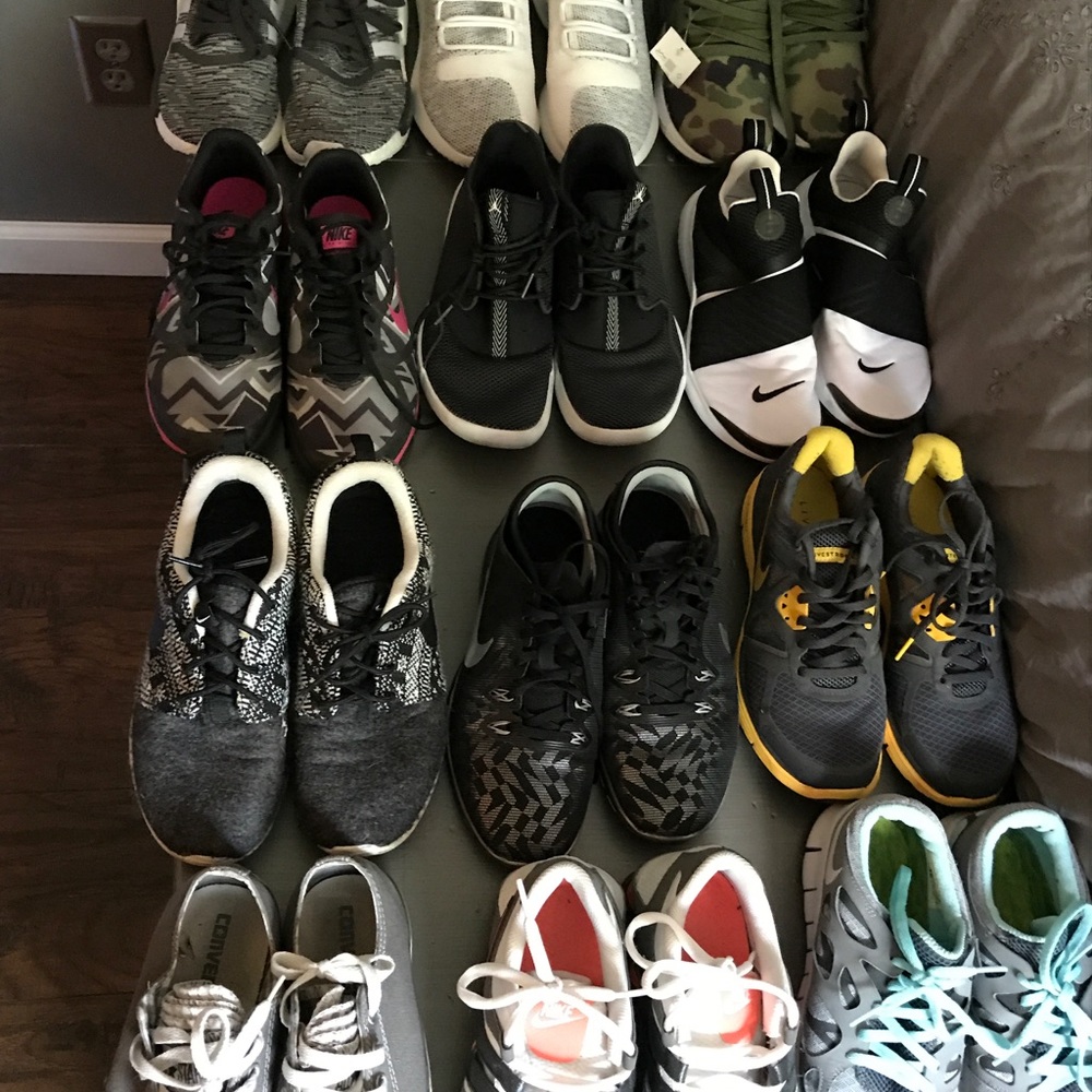 Various Adidas,Nikes, and Converse