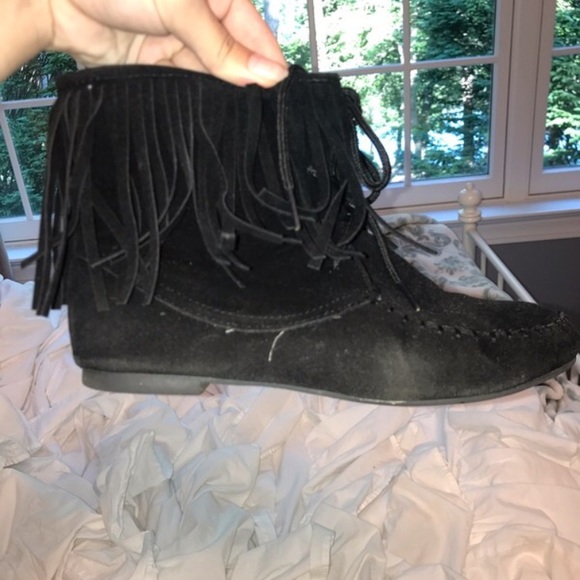 black fringe booties - Picture 2 of 8