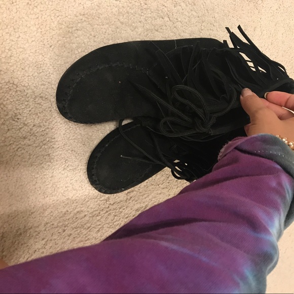 black fringe booties - Picture 4 of 8