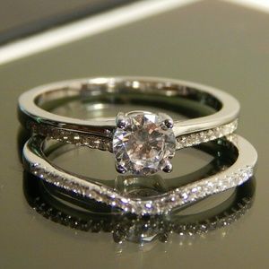 Sterling Silver CZ Engagement Ring