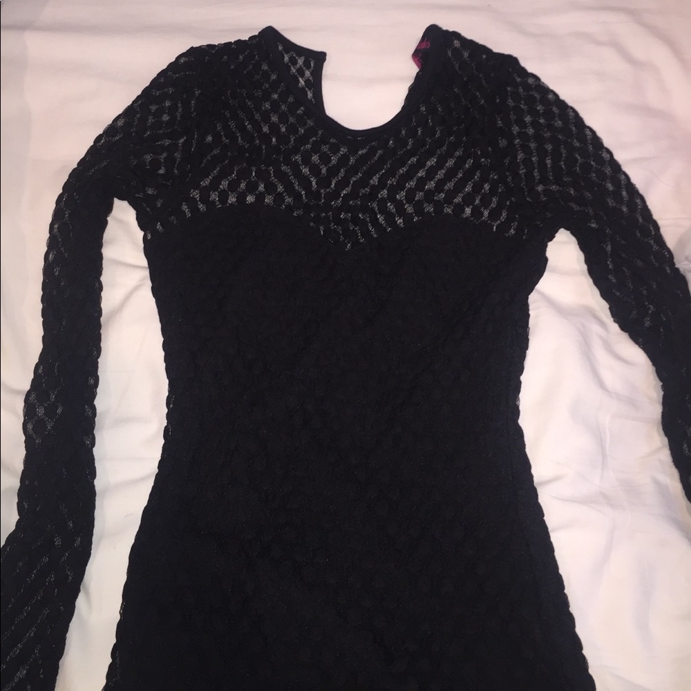 Black spotted lace dress