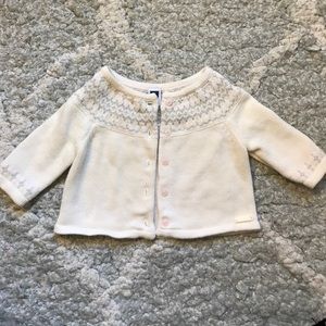 janie and jack baby girl cream colored cardigan.