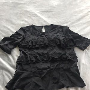 Black ruffled top