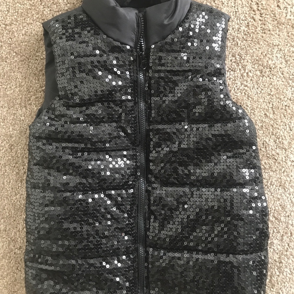 NWT Girls Sequin Black Vest Size L