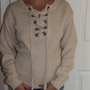 Thick lace up sweater worn once
