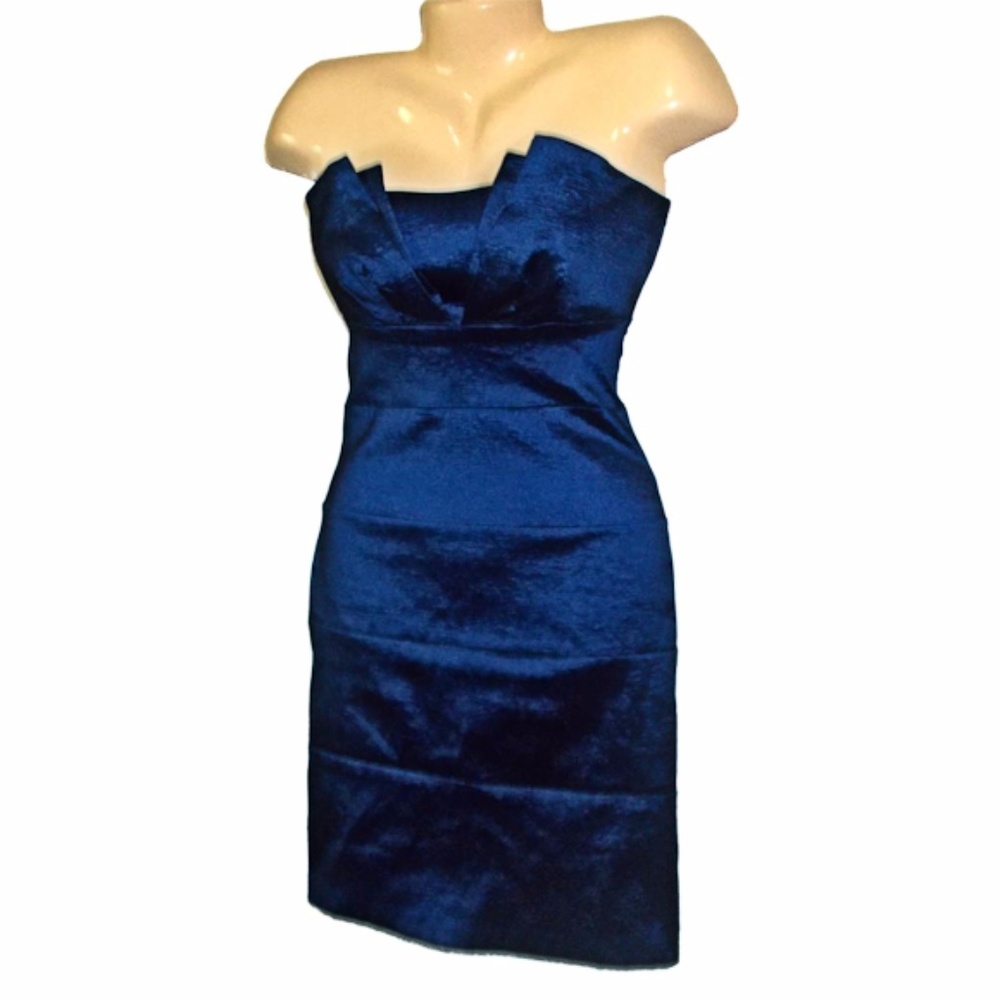 NWT Sexy Blue Taffeta Satin Formal Dress - Picture 2 of 2