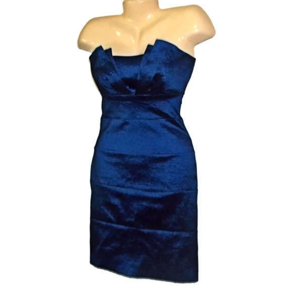 CLEARANCE SALE NWT Sexy Blue Taffeta Satin Formal Dress - Picture 2 of 2