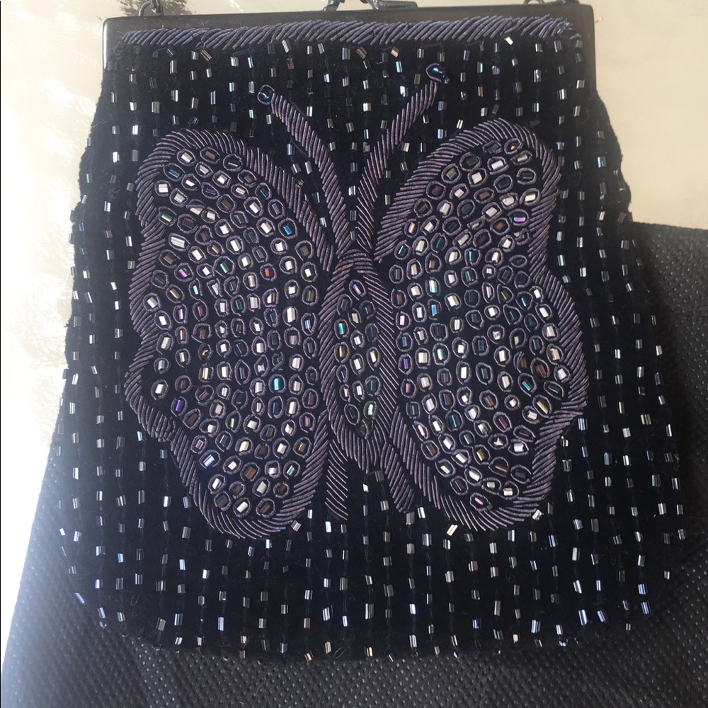 BCBG MaxAzria velvet butterfly purse