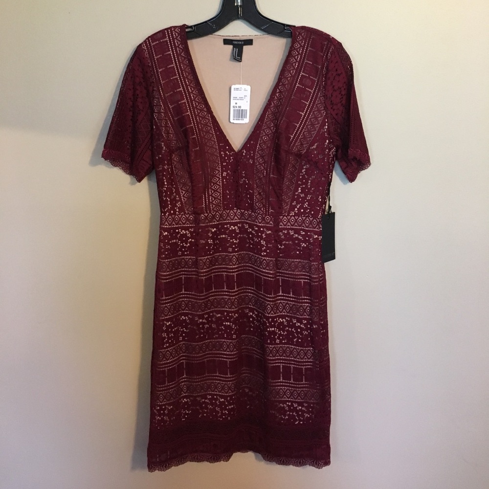 Lace sheath red dress