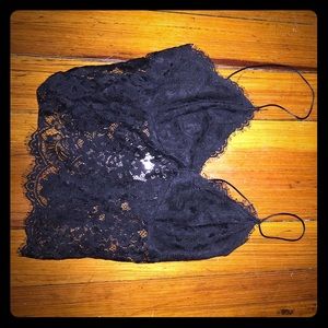 Black lace crop top