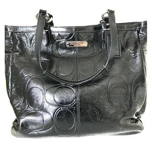 Black patent leather Coach tote bag!