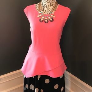 Ann Taylor Cap Sleeve Peplum Shell (Salmon)