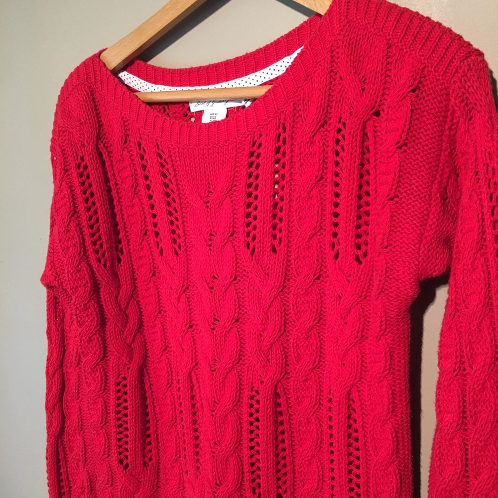 🎈Label Of Graded Goods Cable Red Sweater XS