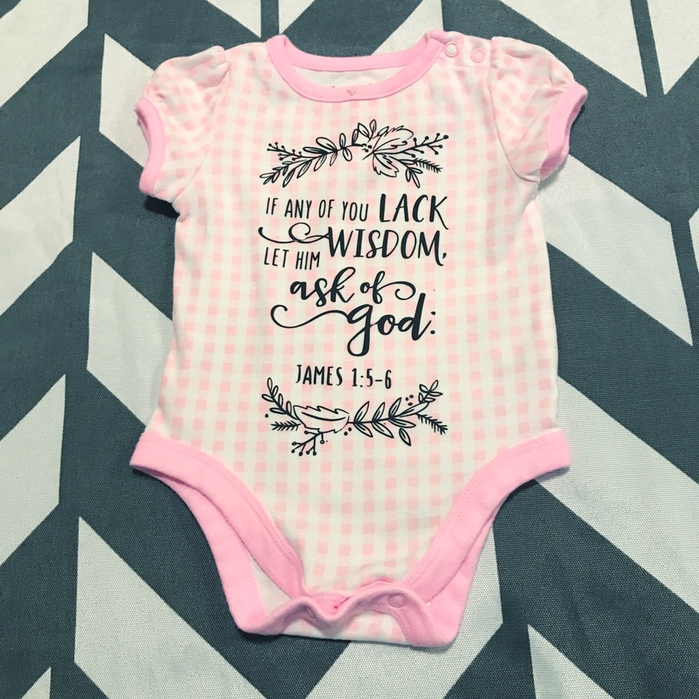 Plaid Pink scripture Onesie !