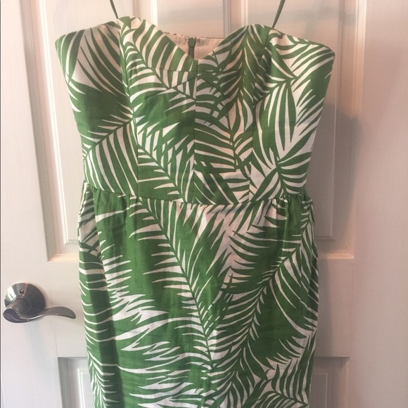 Milly Palm Print Strapless Dress - Picture 2 of 3