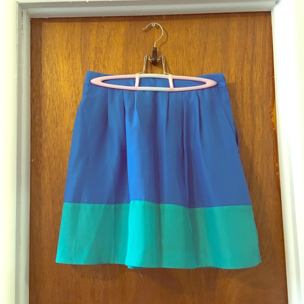 JCrew Silky Blue, Sea-Green Skirt, Sz 00