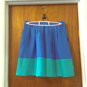 JCrew Silky Blue, Sea-Green Skirt, Sz 00