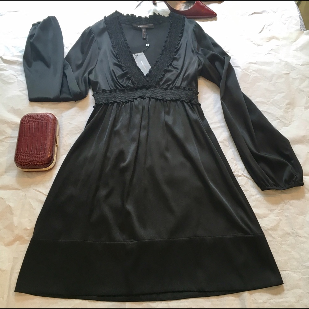 BCBG MaxAzaria Black Silk Cocktail Dress