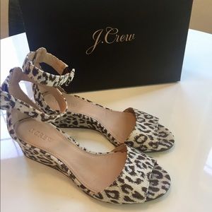 J Crew Laila Leopard Wedges - Size 6