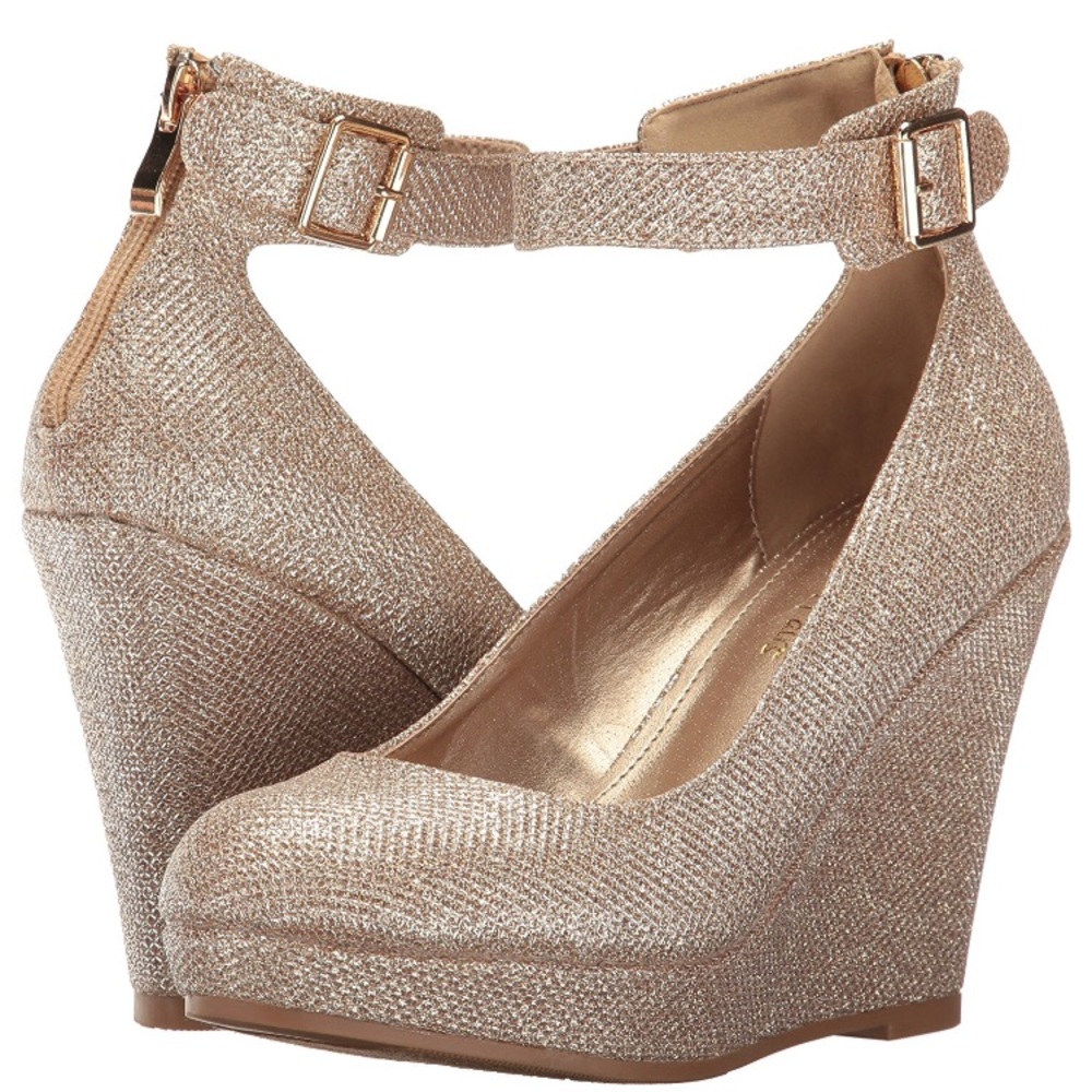 GOLD GLITTER wedge 7.5 size