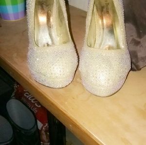 Gold  rhinestone platform heels