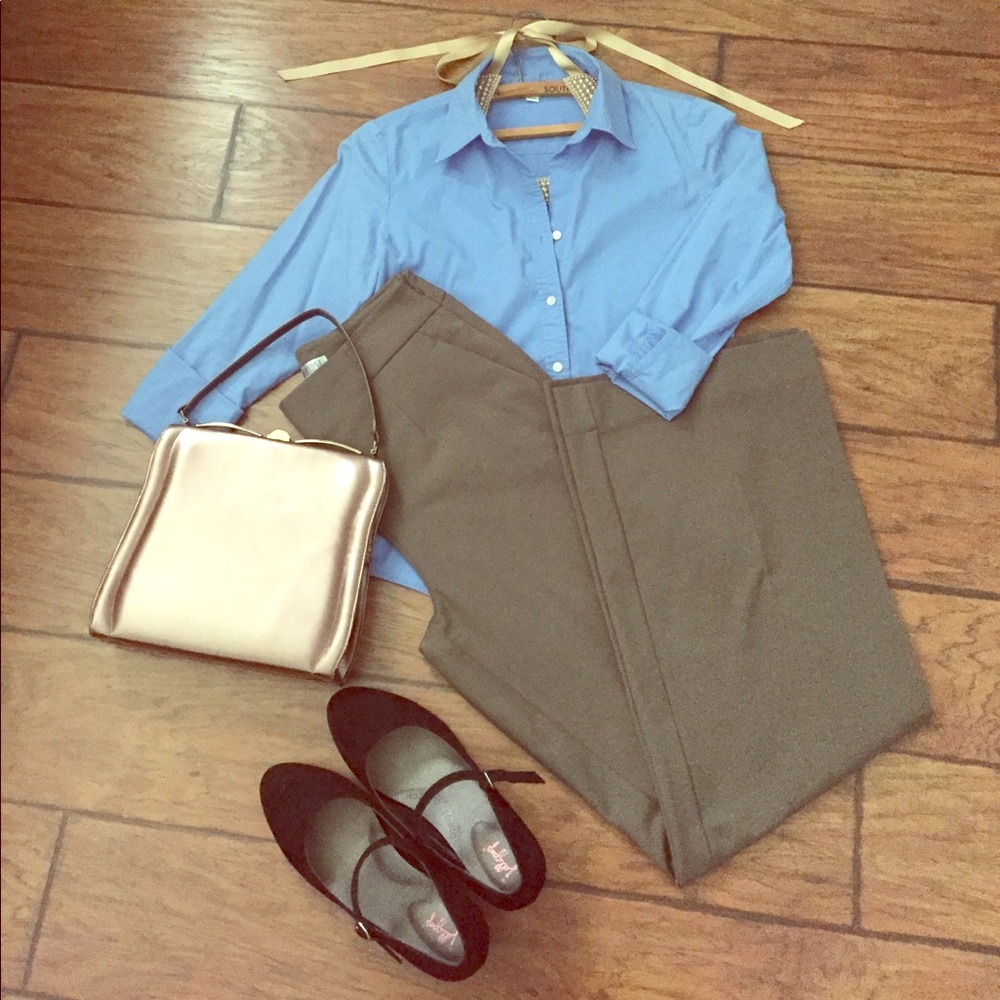 Wide leg hi rise vintage look trouser office pant