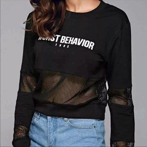 Mesh/ netted cropped sweater