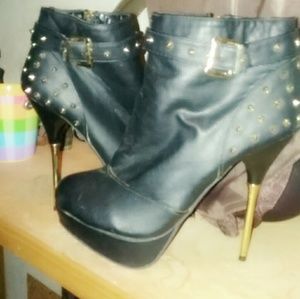 Black with gold studded boots