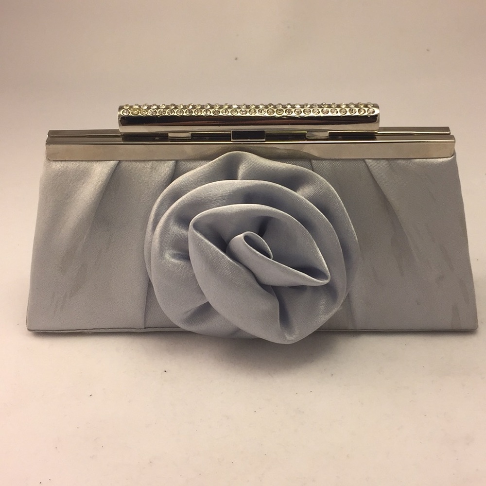 Tan/Taupe/blue rhinestone clutch purse!! 