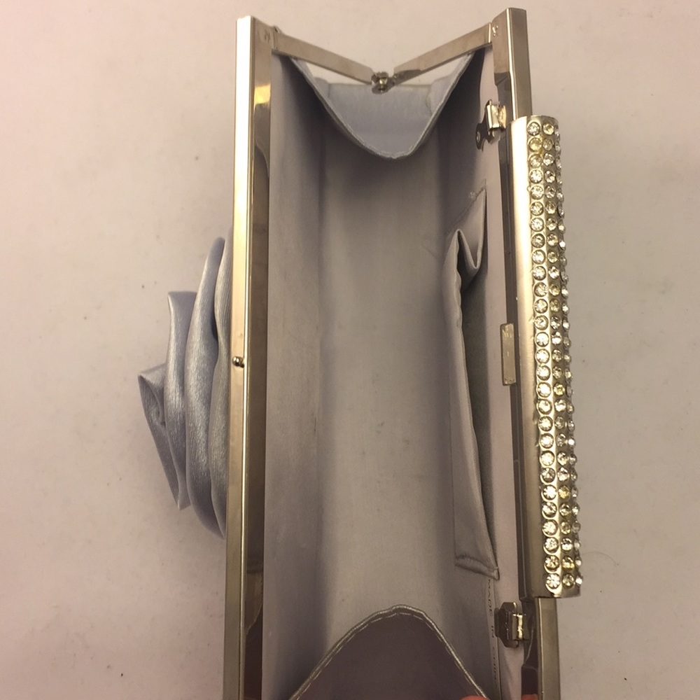Tan/Taupe/blue rhinestone clutch purse!! - Picture 4 of 8
