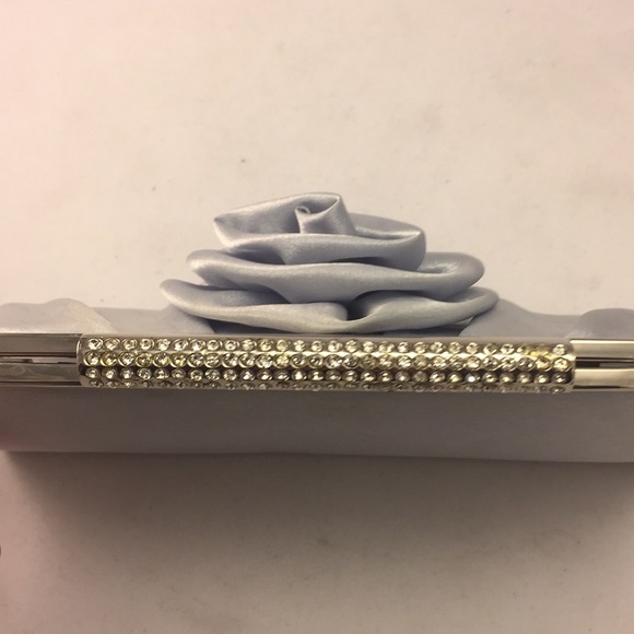 Tan/Taupe/blue rhinestone clutch purse!!  - Picture 5 of 8