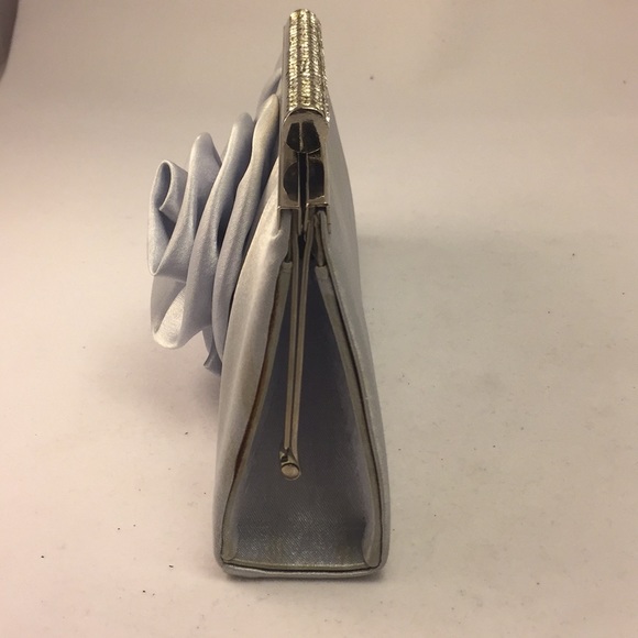 Tan/Taupe/blue rhinestone clutch purse!!  - Picture 7 of 8