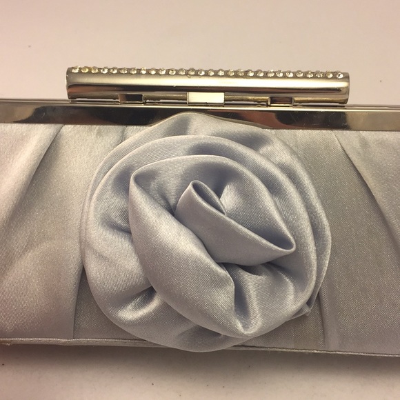 Tan/Taupe/blue rhinestone clutch purse!!  - Picture 8 of 8